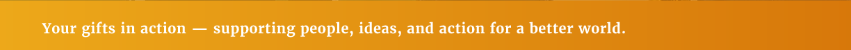  Your gifts in action -- supporting people, ideas, and action for a better world