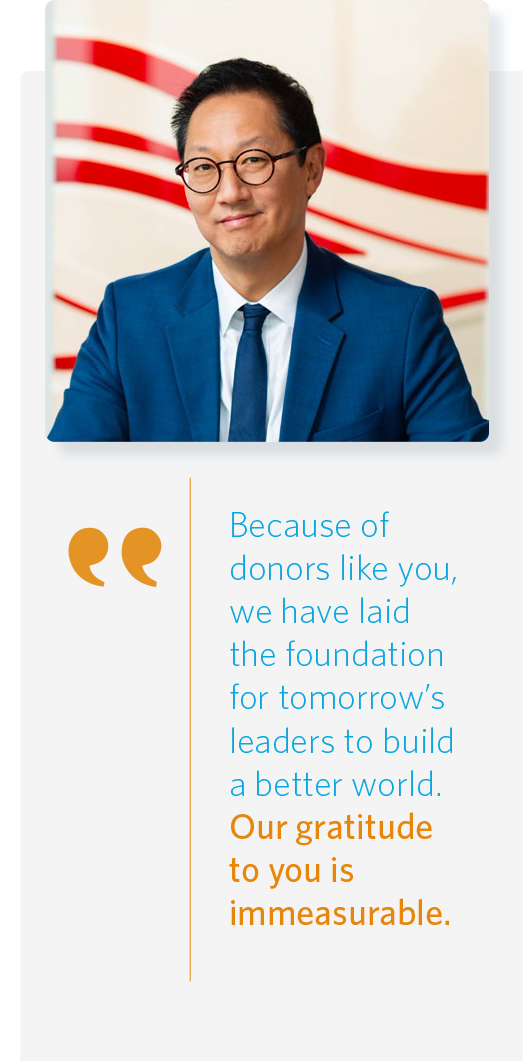 SJO photo and quote | Because of donors like you, we have laid the foundation for tomorrow's leaders to build a better world. Our gratitude to you is immeasurable.